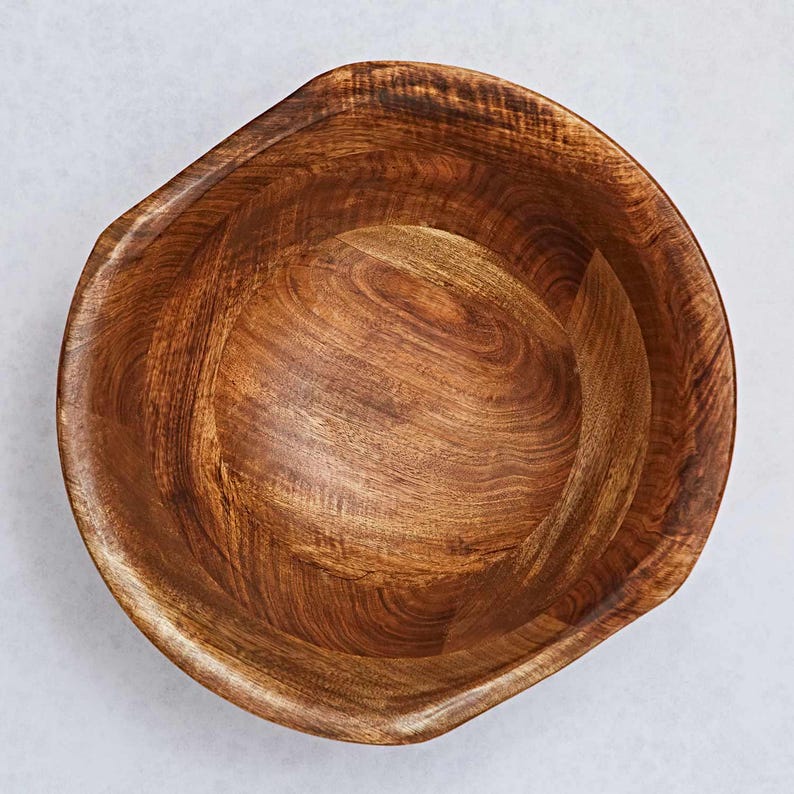 Hand Carved Mango Wood Fruit Bowl: Sustainable Kitchen Decor