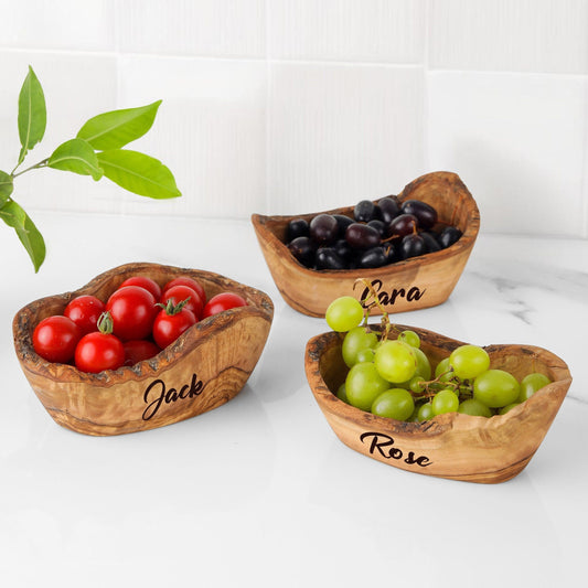 Handmade Olive Wood Dipping Dish: Rustic Appetizer Bowl