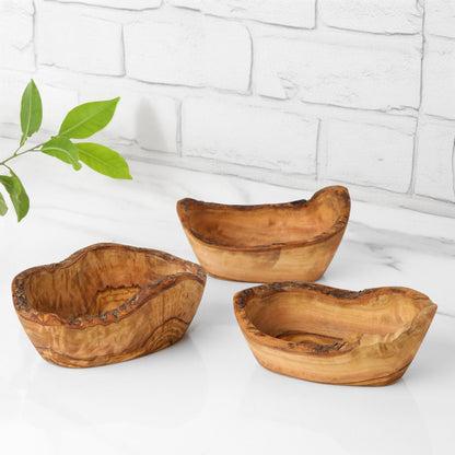 Handmade Olive Wood Dipping Dish: Rustic Appetizer Bowl